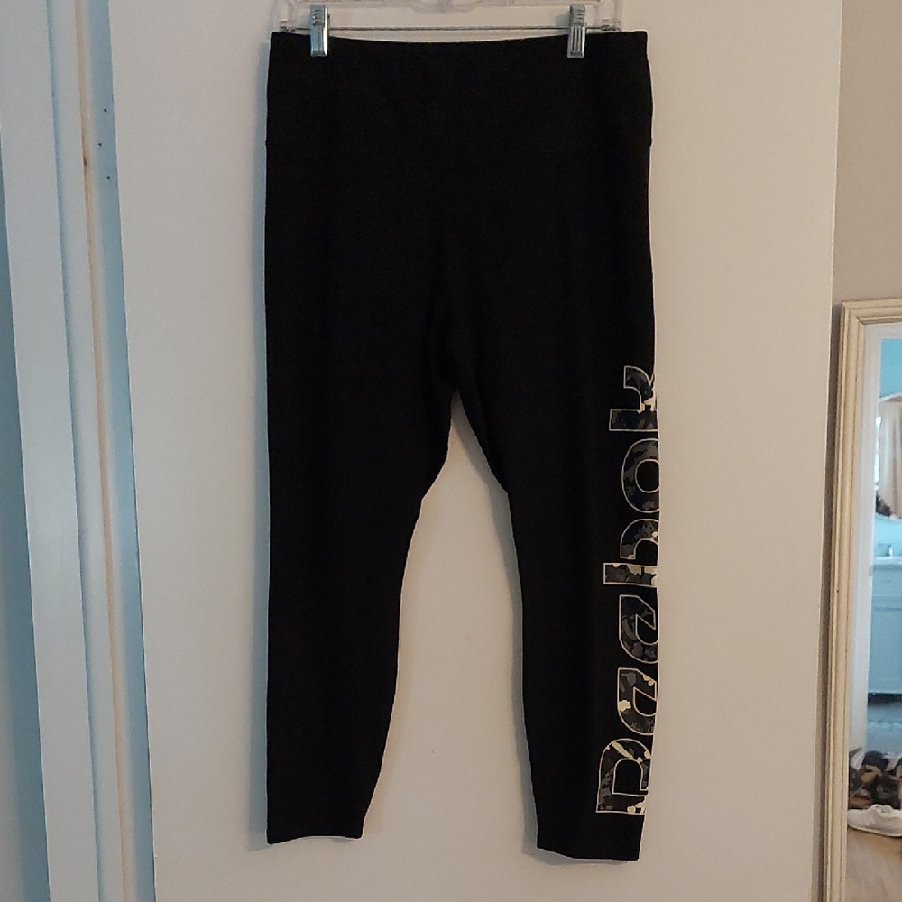 Reebok Womens Black Leggings with Bold Logo